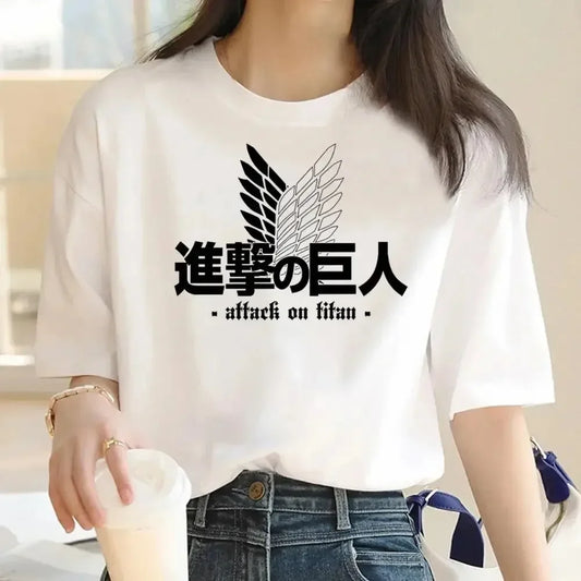 Attack on Titan: Graphic Print Harajuku T Shirt Casual Fashion Short Sleeve T-Shirt Women Graphic T Shirts
