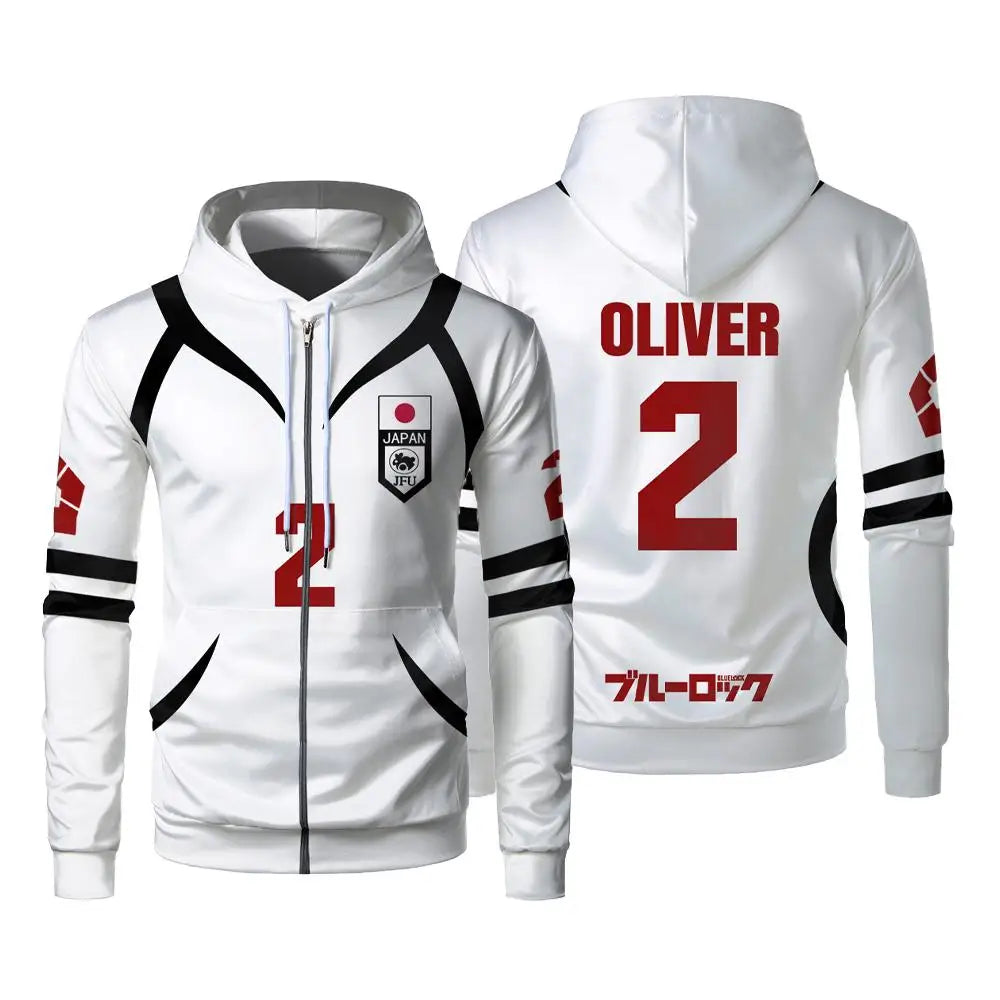 Blue Lock: U20 Team Zipper Hoodie Autumn Winter Street Trend Long Sleeve Coat Japanese Anime Sae Shidou Casual Sports Sweatshirt