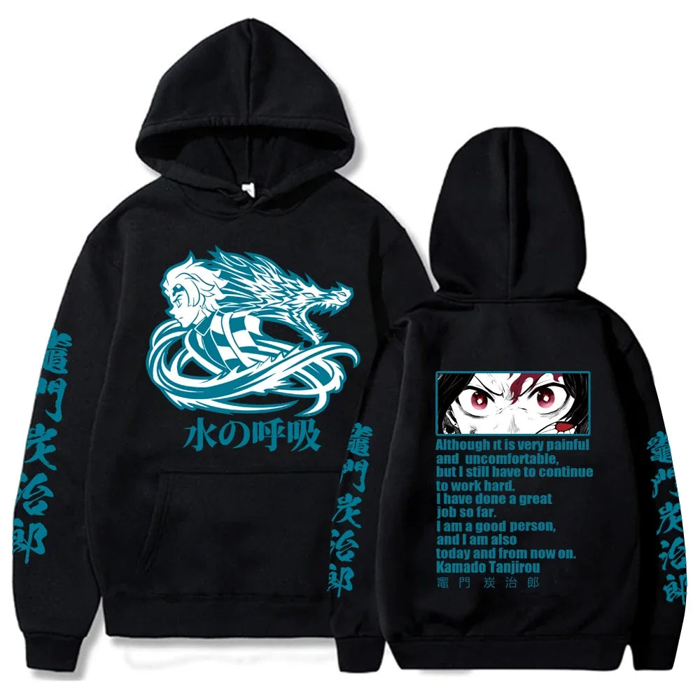 Demon Slayer: Tomioka Giyuu Japan Anime Printed Plus Size Hoodie Women Sweatshirts Winter Warm Unisex Casual Streetwear