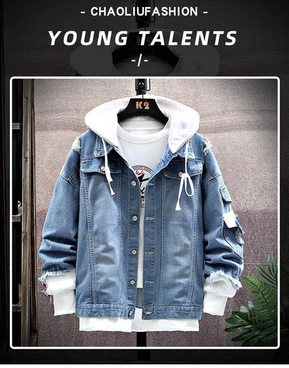 Dragon Ball: Vegeta Son Goku Gogeta Fashionable patchwork loose hooded spring and autumn denim jacket for boys handsome outfit