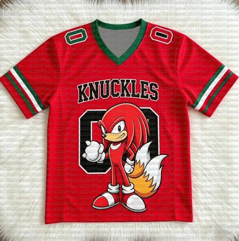 Sonic The Hedgehog: Personalized Sonic Football Jerseys for Adult Summer V-neck Sports T Shirts Sonic Cosplay Clothing  Football T Shirts