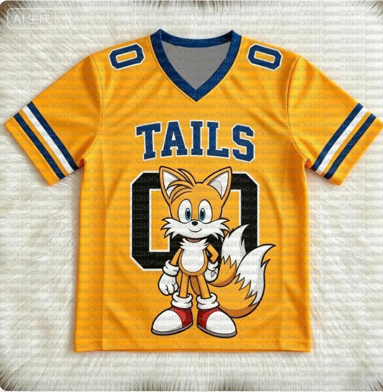 Sonic The Hedgehog: Personalized Sonic Football Jerseys for Adult Summer V-neck Sports T Shirts Sonic Cosplay Clothing  Football T Shirts