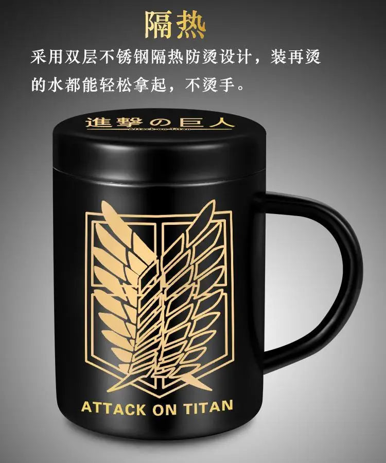 Attack on Titan: peripherals 304 stainless steel mug two-dimensional creative cartoon wings of freedom water cup gift