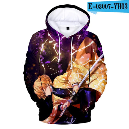 Demon Slayer: Kimetsu No Yaiba Hoodies Sweatshirts Black White Checkered Pattern Full Hoodies Casual
