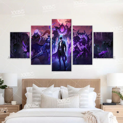 Solo Leveling: 5Pcs  Posters Aleks Le Anime Painting No Frame Home Decoration Justin Briner Wall Art Sung Jin-Woo Canvas Picture