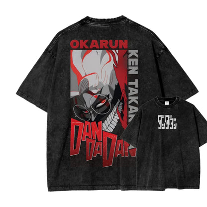 Dandadan: Manga Funny Graphic Print T-shirts Streetwear Hip Hop Harajuku Fashion Tees Retro Washed Cotton Washed Tops