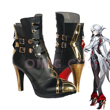 Genshin Impact: Arlecchino Cosplay Shoes Anime Chinese Style Halloween for men Game