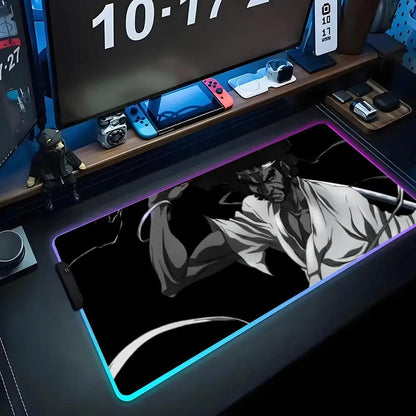Afro Samurai: Mouse Pad RGB Gaming Mousepad Big LED Pad PC Desk Mat Luminous Mouse Pad Large Keyboard Mats Table Rug With Backlit