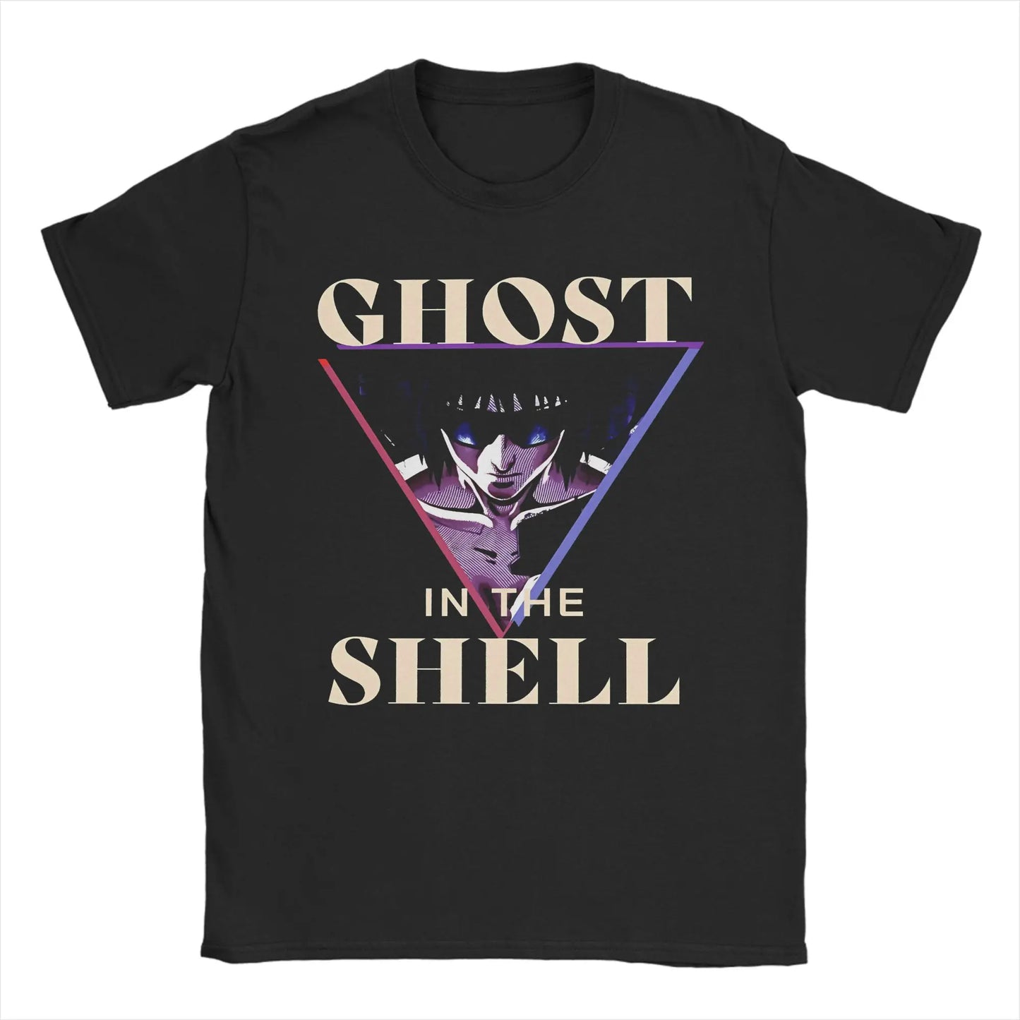 Ghost in the Shell: Major & Japanese Text Print T-Shirt Oversized Black Streetwear Cotton Tee Anime Sci-Fi Aesthetic