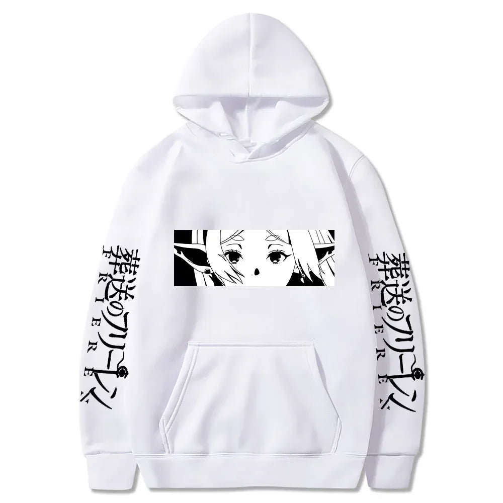Frieren: Beyond Journey's End Women Sweatshirts Frieren Eyes Printed Hoodies Plus Size Long Sleeve Casual Pullovers