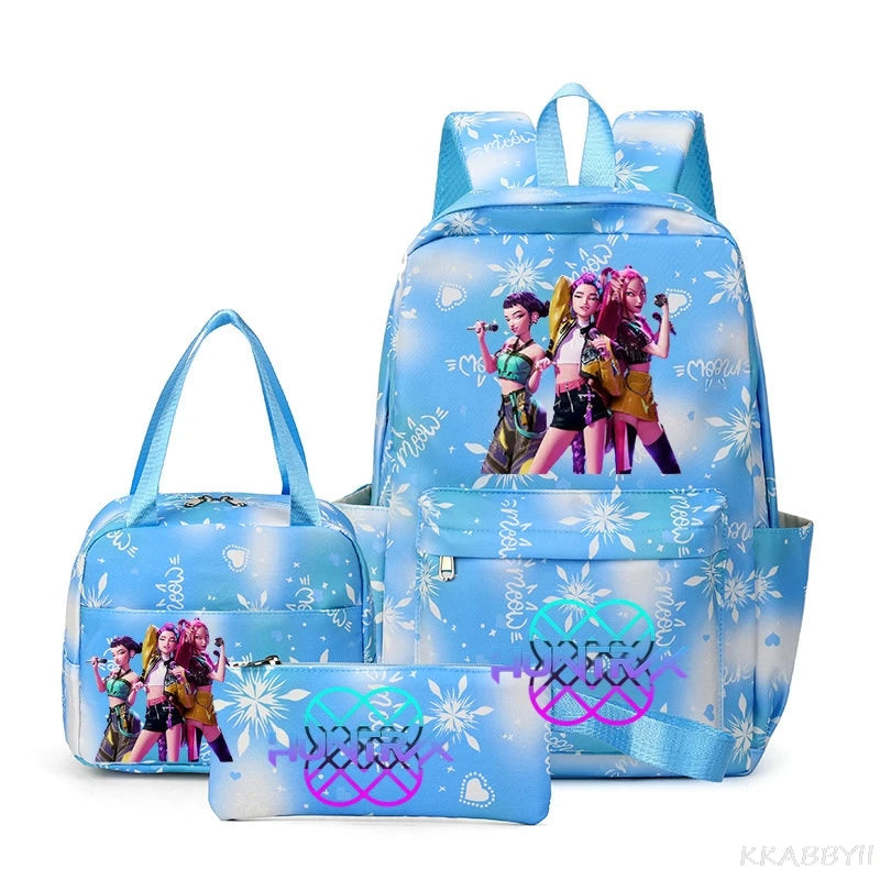 KPop Demon Hunters : Backpack 3pcs set School Bag Lunch Bag Pencil Case Girl Back To School Gift Leisure Mochila Teens Travel Bags