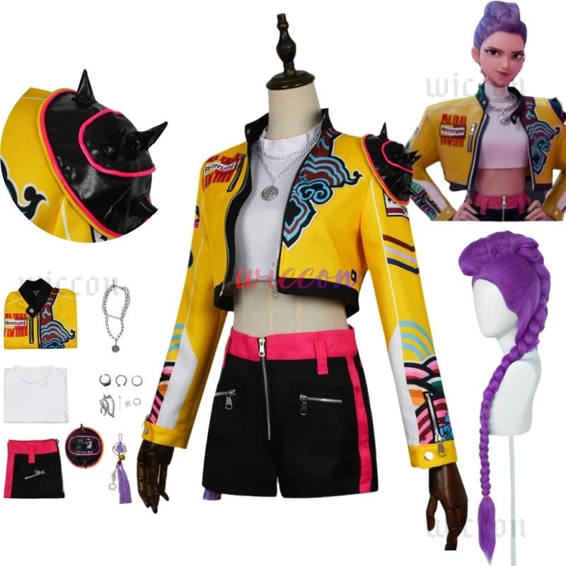 KPop Demon Hunters:  Huntrix Rumi Cosplay KPOP Group Stage Cosplay Print Pattern Uniform Halloween Party Sexy Outfit For Woman