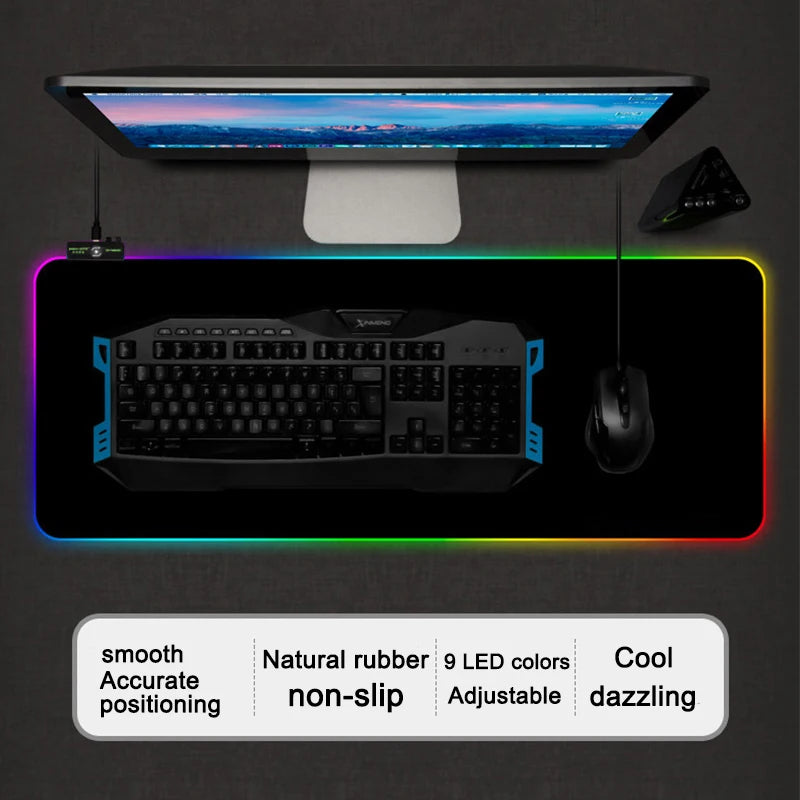 Afro Samurai: Mouse Pad RGB Gaming Mousepad Big LED Pad PC Desk Mat Luminous Mouse Pad Large Keyboard Mats Table Rug With Backlit