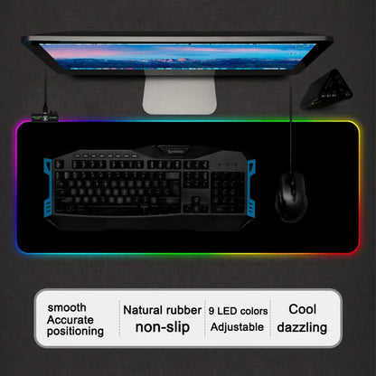 Afro Samurai: Mouse Pad RGB Gaming Mousepad Big LED Pad PC Desk Mat Luminous Mouse Pad Large Keyboard Mats Table Rug With Backlit