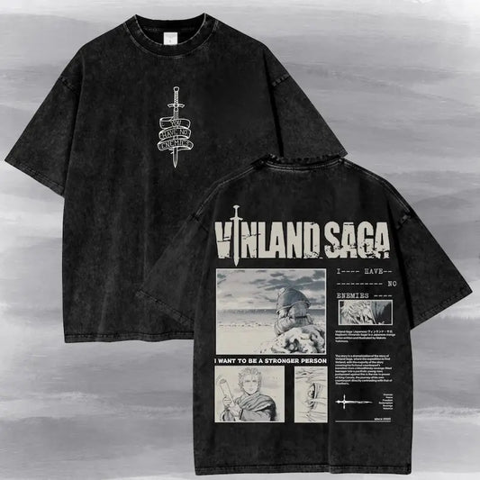 Vinland Saga: Washed T-shirt New Model personality Clothes Oversized Unisex high quality Vintage Loose Trendy Cotton Comfortable