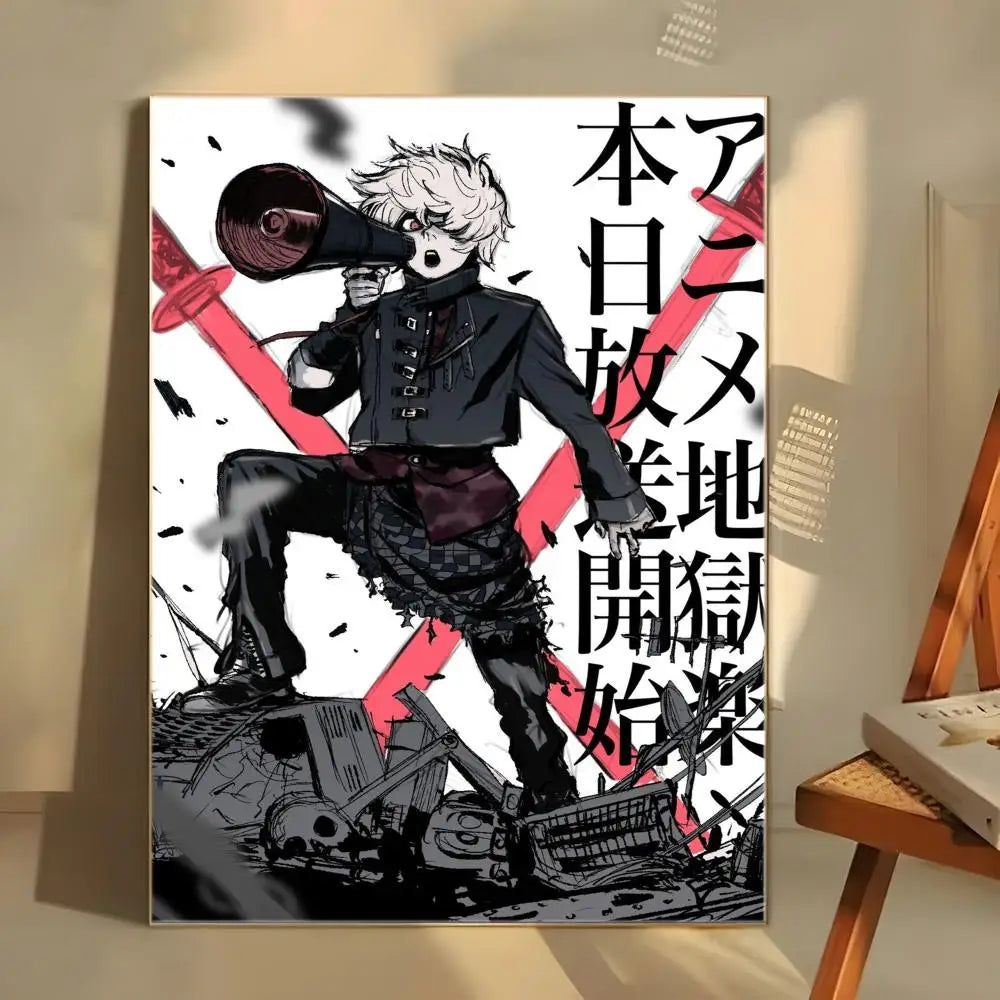 Hell's Paradise: Classic anime  Poster  Self-adhesive Art Waterproof Paper Sticker Coffee House Bar Room Wall Decor