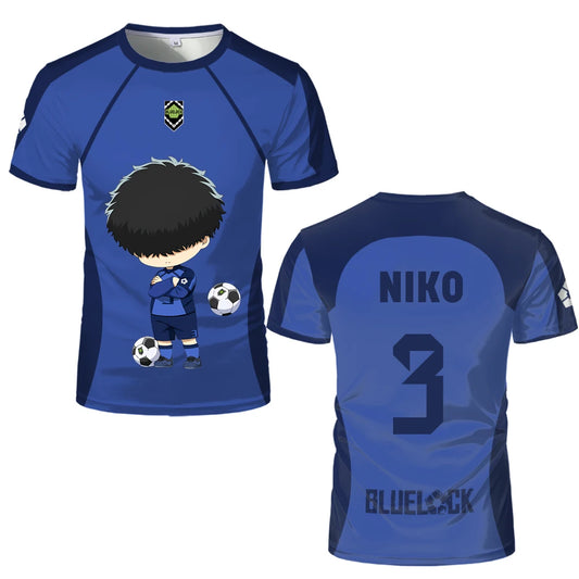 Blue Lock: (KIDS) Eleven Jersey Isagi Nagi Cute Pattern T-shirt Character Print Tops Kid's T Shirts