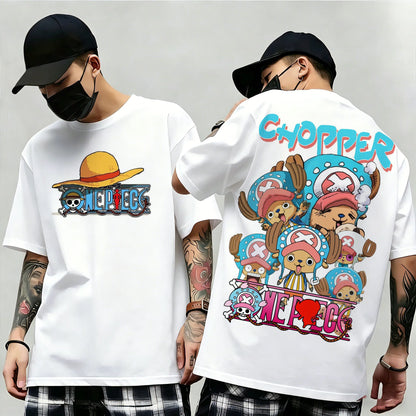 One Piece: Summer New Arrival: Pattern T-shirt, unisex, anime print, casual short-sleeved, fashionable streetwear top, Y2K style.
