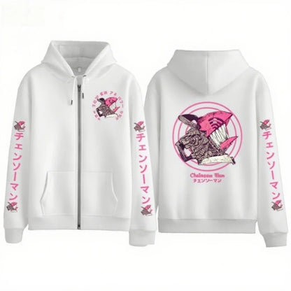 Chainsaw Man: Men's And Women's Zipper Coat Hoodie Sweater Long-sleeved Jacket Pochita Anime Spring And Autumn Top Winter