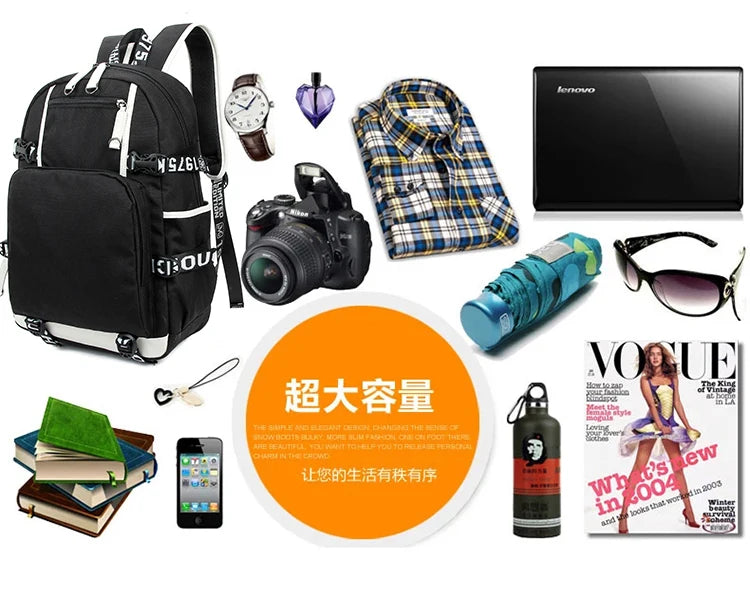 Black Butler: USB Backpack Book Bag Casual Travel Computer Men Women Girl Boys Cosplay Bag Schoolbag Laptop Bags
