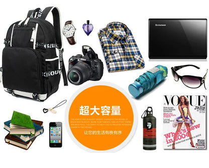 Black Butler: USB Backpack Book Bag Casual Travel Computer Men Women Girl Boys Cosplay Bag Schoolbag Laptop Bags