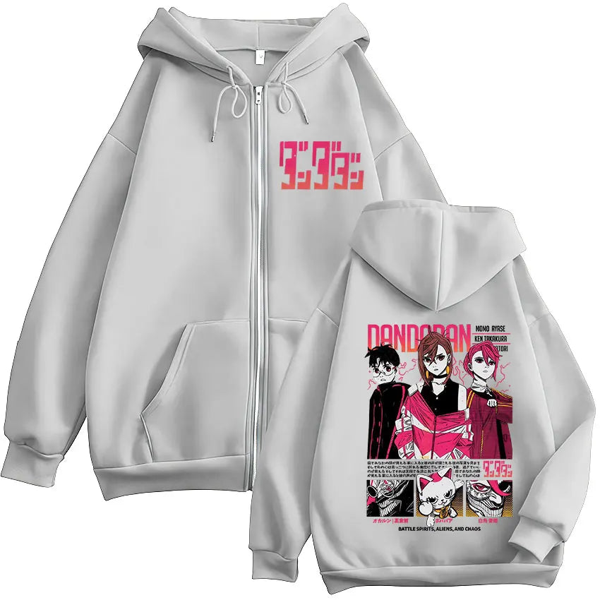 Dandadan: Turbo Granny Print Zipper Hoody Men Women Vintage Long Sleeve Fashion Zip Up Sweatshirt Coats Streetwear