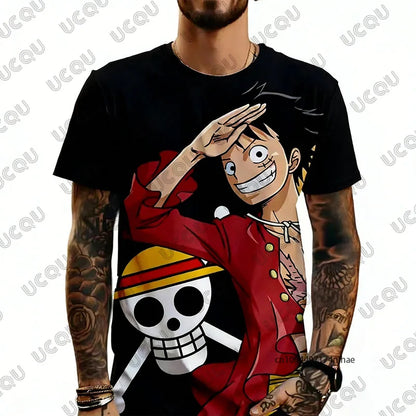 One Piece: Anime Luffy Cartoon 3D Print Men's T-shirt Summer Casual Cosplay Clothes Short Sleeve Tees Oversized Kids/Adult Tops