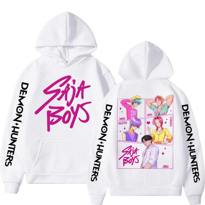 KPop Demon Hunters: Saja Boys Hoodies Men Women Trendy Harajuku Sweatshirt Long Sleeves Loose Fleece Casual Street Wear