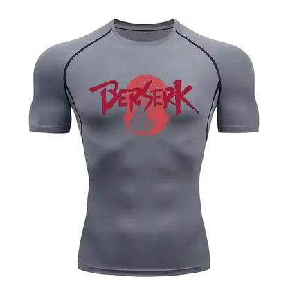 Berserk: Compression T-shirt Men Elastic Tight Sportswear Short-sleeved Gym Bodybuilding Quick-drying Sweatshirt Top S-3XL