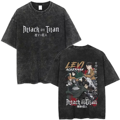 Attack on Titan: Men Women Cartoon Manga Merch Tshirt Men's Oversized T Shirts Washed Vintage Anime Attack on Titan Reiner Braun Graphic T-shirts