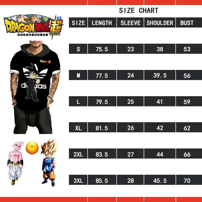 Dragon Ball: T-shirt Men Trend Z GOKU Men's Hooded Essentials 3XL Tops Fashion High Quality Harajuku Style Z Short Sleeve 2025