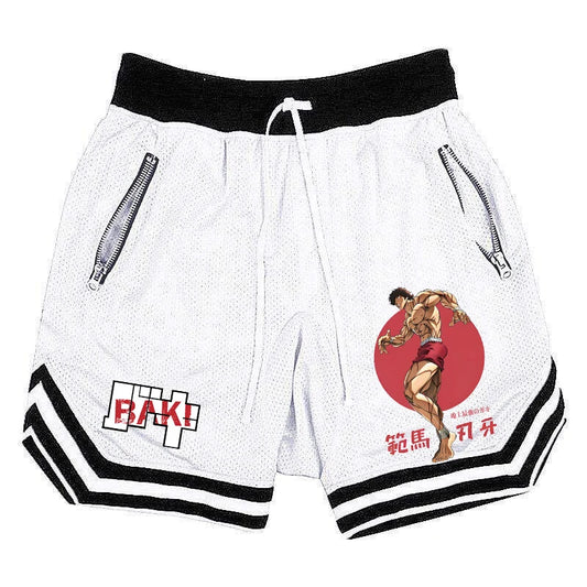 Baki Hanma: Active Athletic Shorts for  Print Breathable Quick Dry Basketball Shorts with Zippered Pockets Gym Fitness