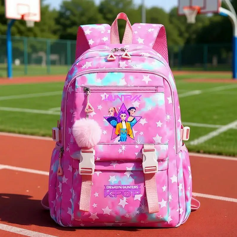 KPop Demon Hunters: Student Backpack Large Capacity Schoolbag Teenagers Student Backpack Women's Travel Laptop Bagpack