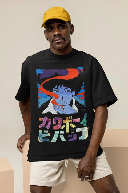 Cowboy Bebop: Retro Spike Spiegel T-Shirt Anime Tee Summer Men's and Women's Loose and Breathable T-shirt Top