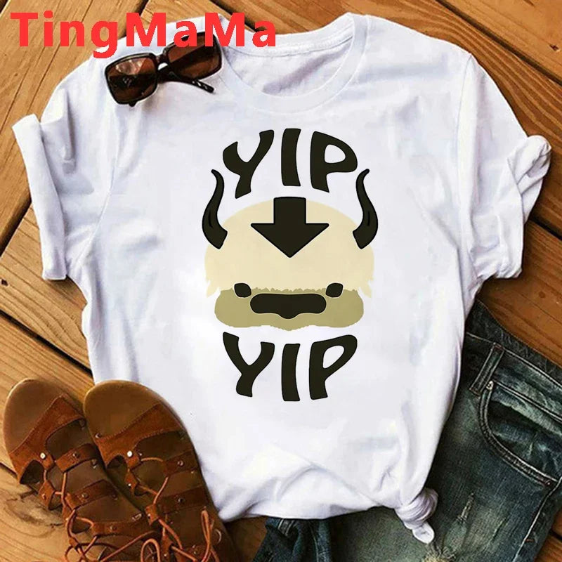 Avatar The Last Airbender: T Shirt Women Kawaii Anime Appa Tshirt Funny Cartoon Avatar Graphic Tees Fashion Unisex T-shirt