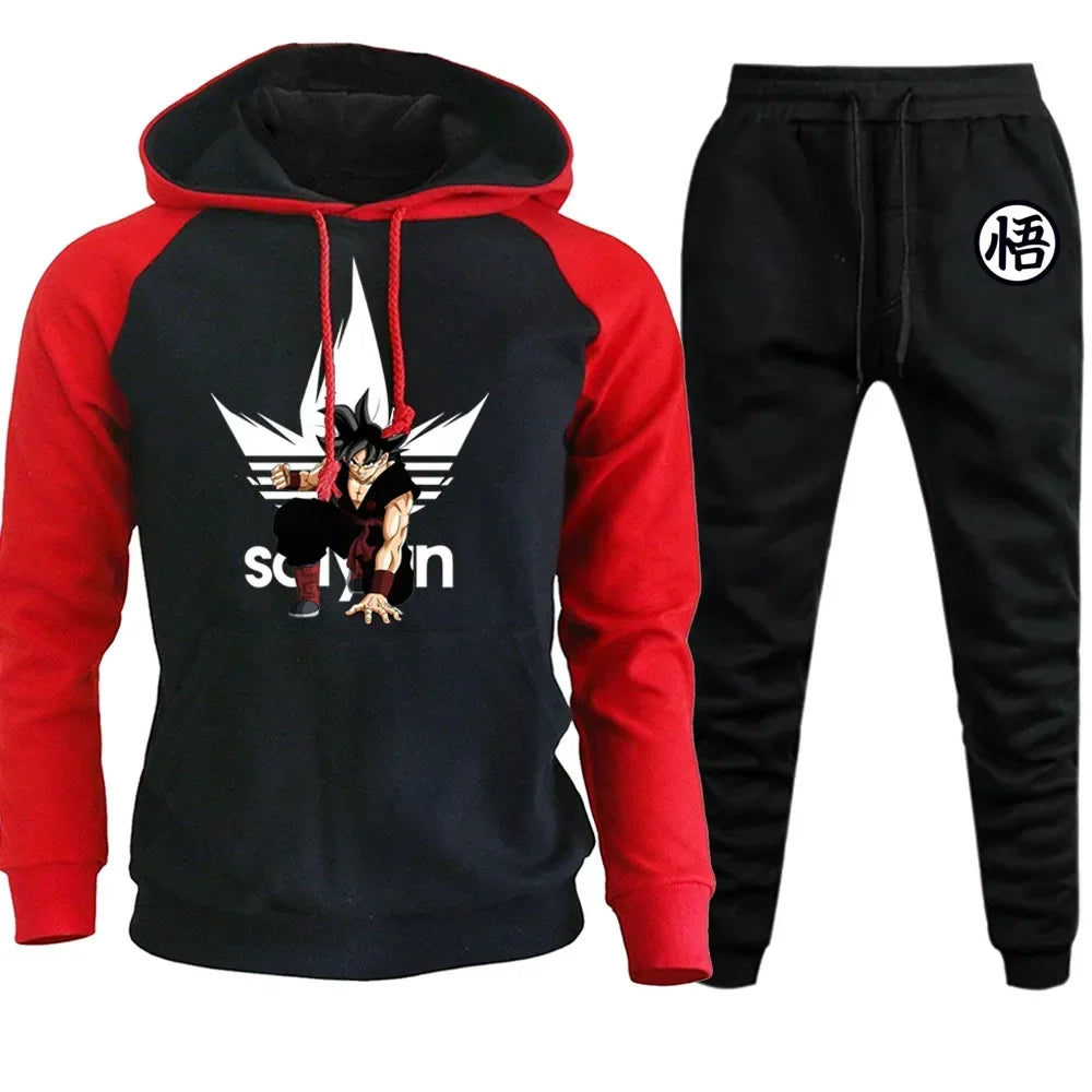 Dragon Ball Z - Hoodie+Pants Set Cartoon Goku Print Hooded Sweatshirt Long Sleeved Casual Sportswear Set Man Clothing Gift