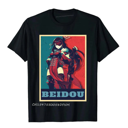 Genshin Impact: Beidou Hope Gene Premium Cotton Printing Tops T Shirt Faddish Men's Top T-Shirts Slim Fit