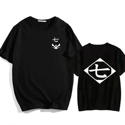 Bleach: Soul Society  Print T-shirt  Oversized Casual Cotton Black and White Short Sleeves Men's Clothing