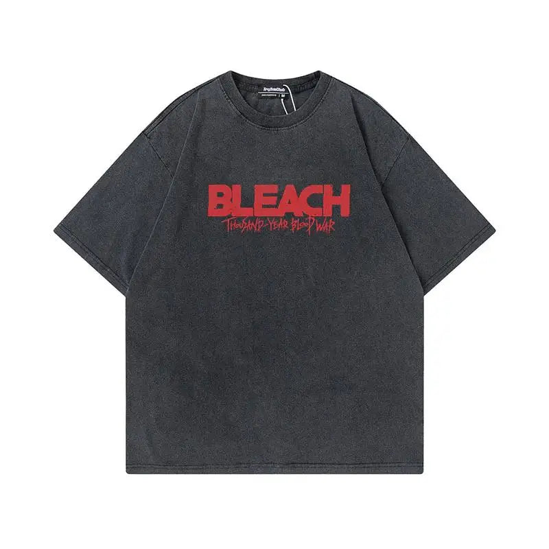 Bleach: Anime Tshirts Men Women Bleach Zaraki Kenpachi Printed Acid T-Shirt Cotton Graphic Punk Harajuku Tees Men's Clothing