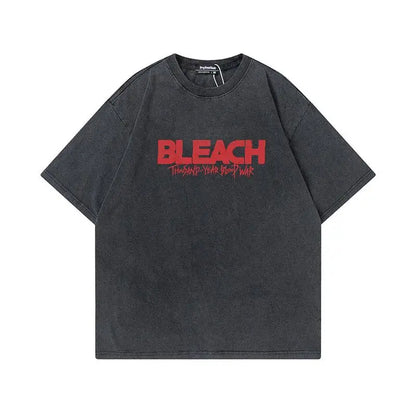 Bleach: Anime Tshirts Men Women Bleach Zaraki Kenpachi Printed Acid T-Shirt Cotton Graphic Punk Harajuku Tees Men's Clothing