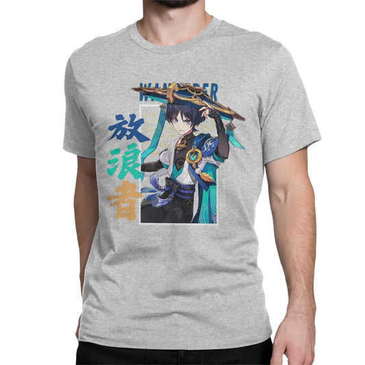 Genshin Impact: Wanderer Scaramouche for Men Women T Shirt Vintage Tee Shirt Short Sleeve T-Shirt 100% Cotton Summer Clothing