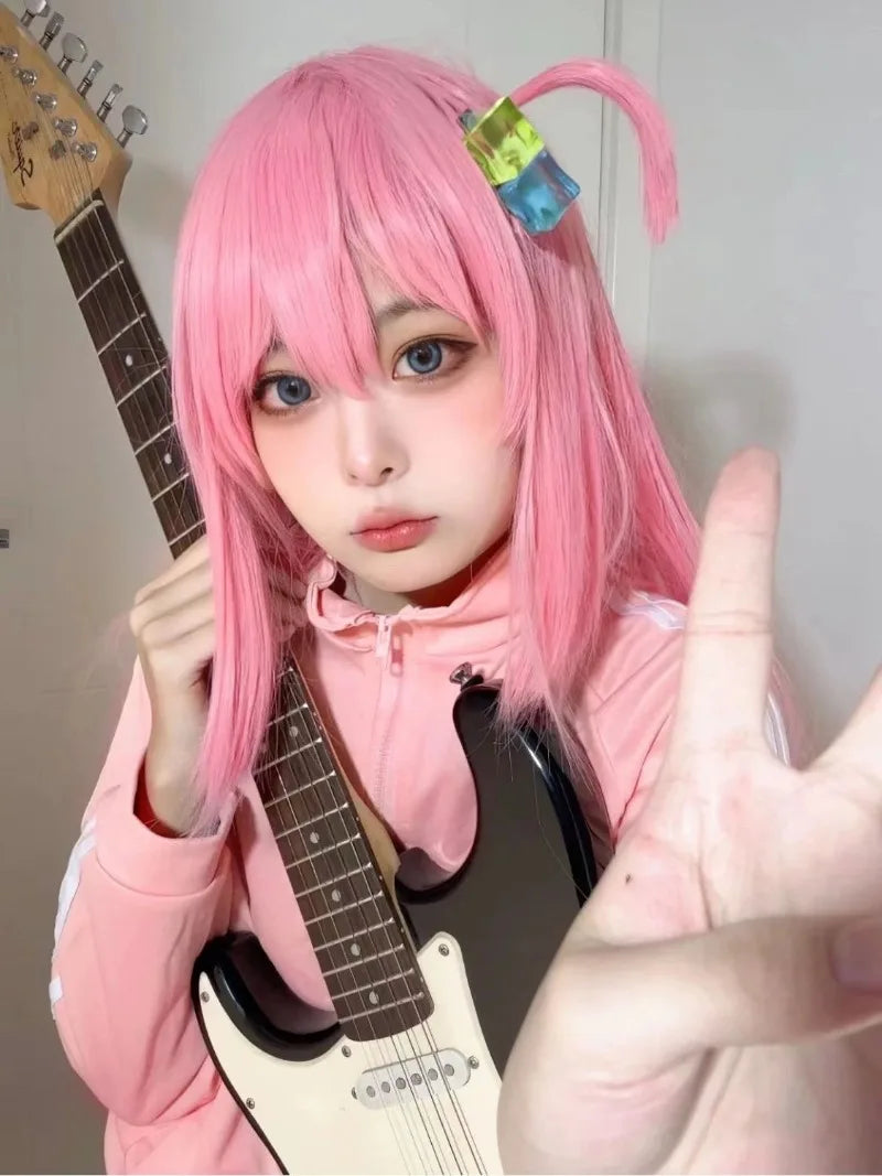 Bocchi The Rock:  Cosplay Gotoh Hitori Costume The Rock Pink School JK Uniform Sportswear Coat Skirt Full Set for Women Girls