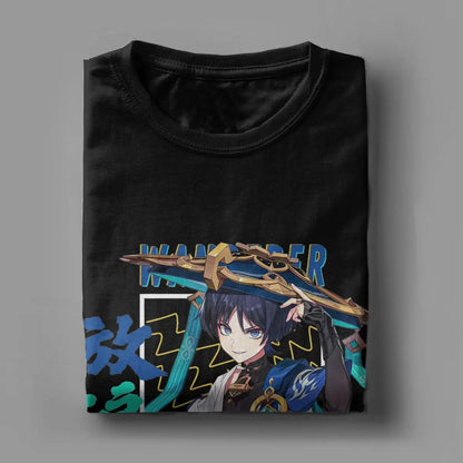 Genshin Impact: Wanderer Scaramouche for Men Women T Shirt Vintage Tee Shirt Short Sleeve T-Shirt 100% Cotton Summer Clothing