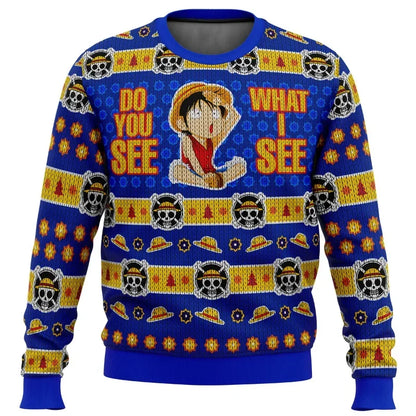One Piece: Luffy Christmas One Piece Ugly Christmas Sweatshirt Cartoon Japan Anime Men Women Pullover Kawaii Tops Couple Hoodie