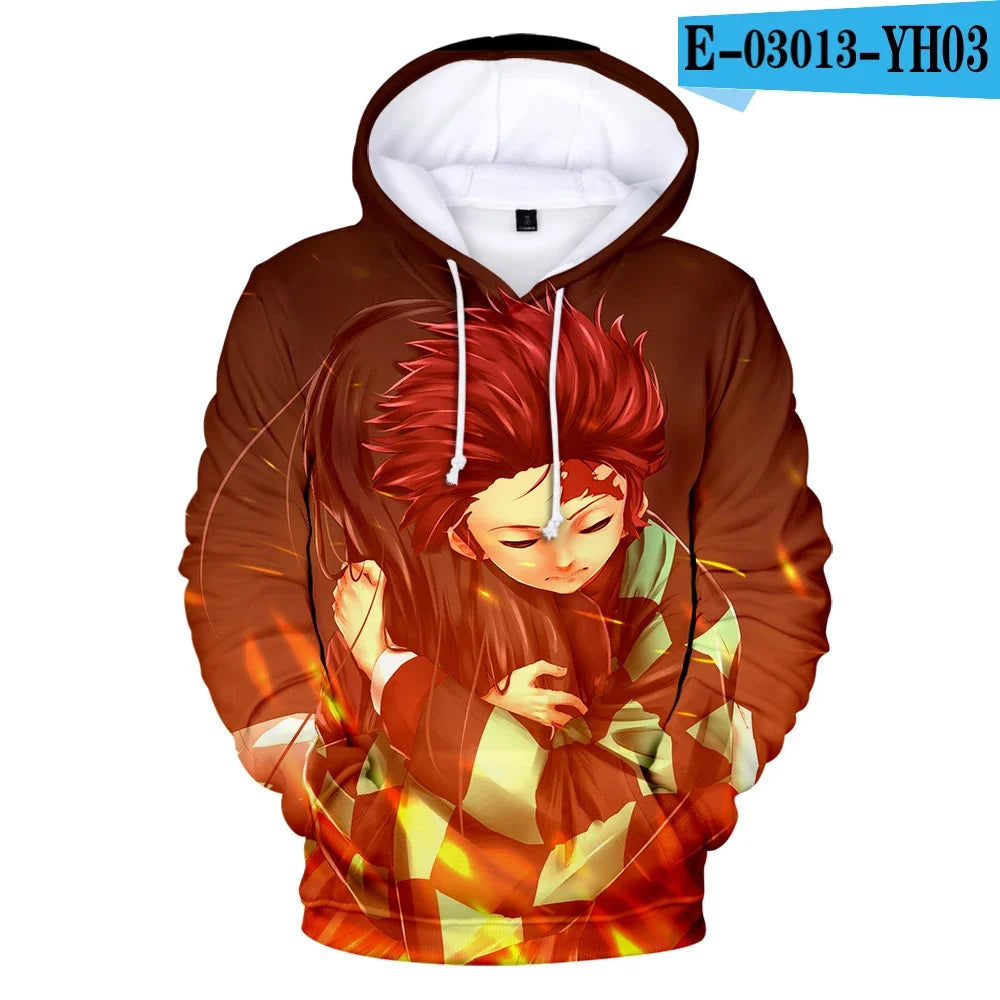 Demon Slayer: Kimetsu No Yaiba Hoodies Sweatshirts Black White Checkered Pattern Full Hoodies Casual
