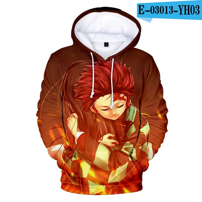 Demon Slayer: Kimetsu No Yaiba Hoodies Sweatshirts Black White Checkered Pattern Full Hoodies Casual