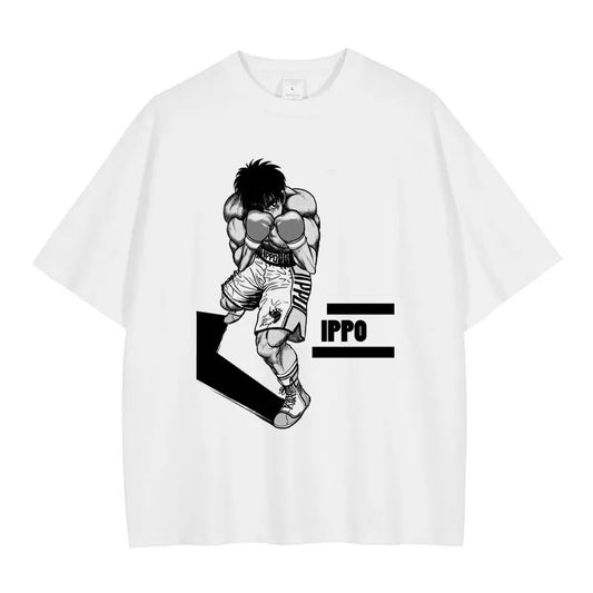 Hajime no Ippo: T-shirts Streetwear Vintage Washed Fighting Spirit T Shirt Oversized Short Sleeve Retro Manga Tops Tees Men