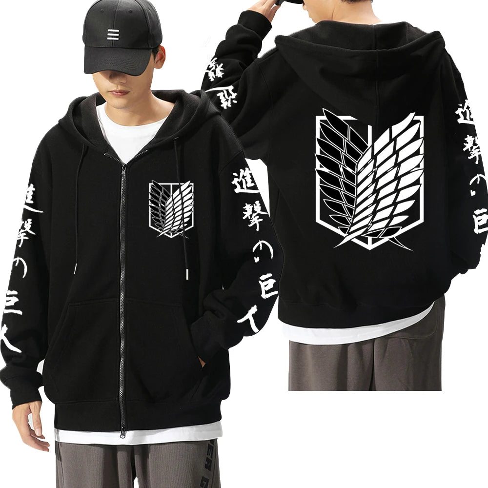 Attack On Titan: Levi Graphic Printed Hooded Plus Size Sweatshirt Harajuku Unisex Zipper Jacket