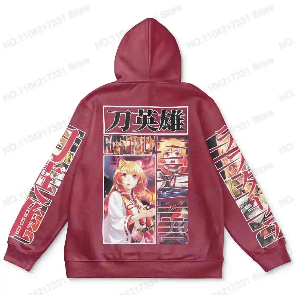 Rising of the Shield Hero: Tracksuit Fashion Streetwear Y2K Harajuku Pop Anime Print Hoodie Men's Punk Casual Colorful Sweatshirt
