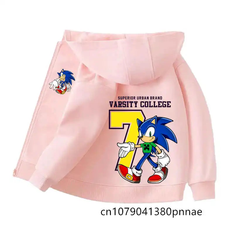 Sonic The Hedgehog:  Zipper Hoodie Set Zipper Hoodie Fashion Coat Kids Cartoon Teen Tracksuits Toddler Clothe Sport Suit